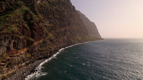 Drone Footage of a Mountain by the Sea