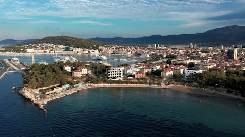 Aerial View of a Bačvice Beach in Croatia