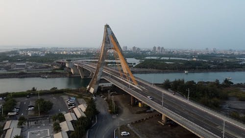 Modern Bridge Across River in City