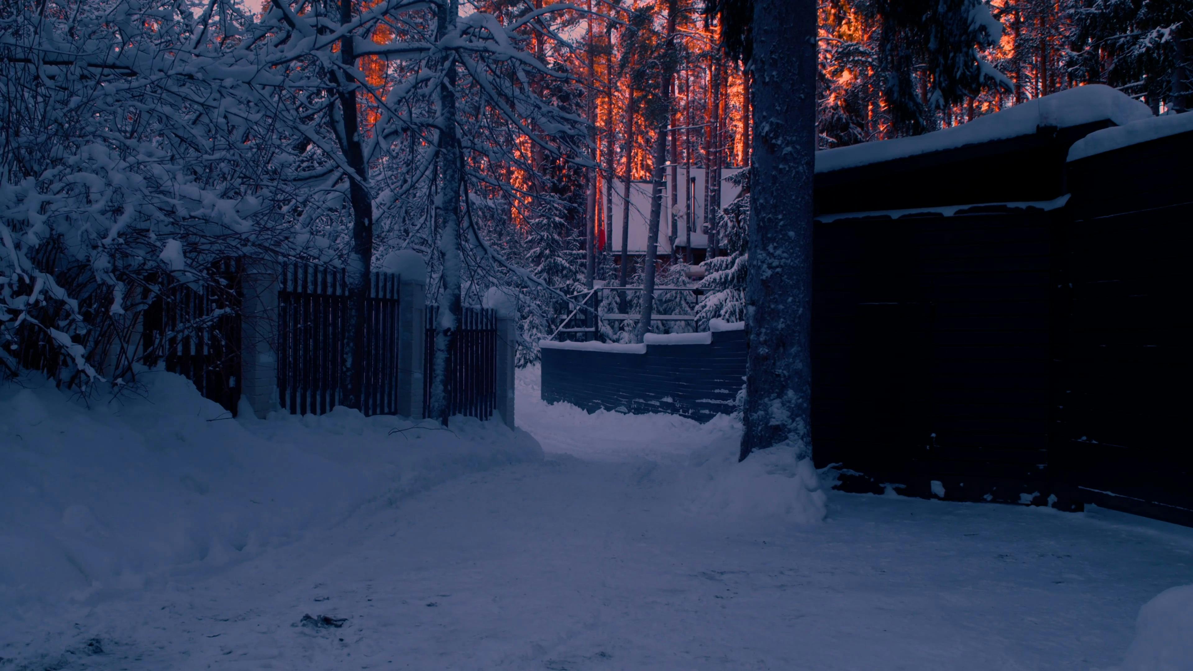 person walking at sunset in winter 11159656