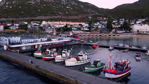 Drone Footage of Boats in the Kalk Bay Harbour