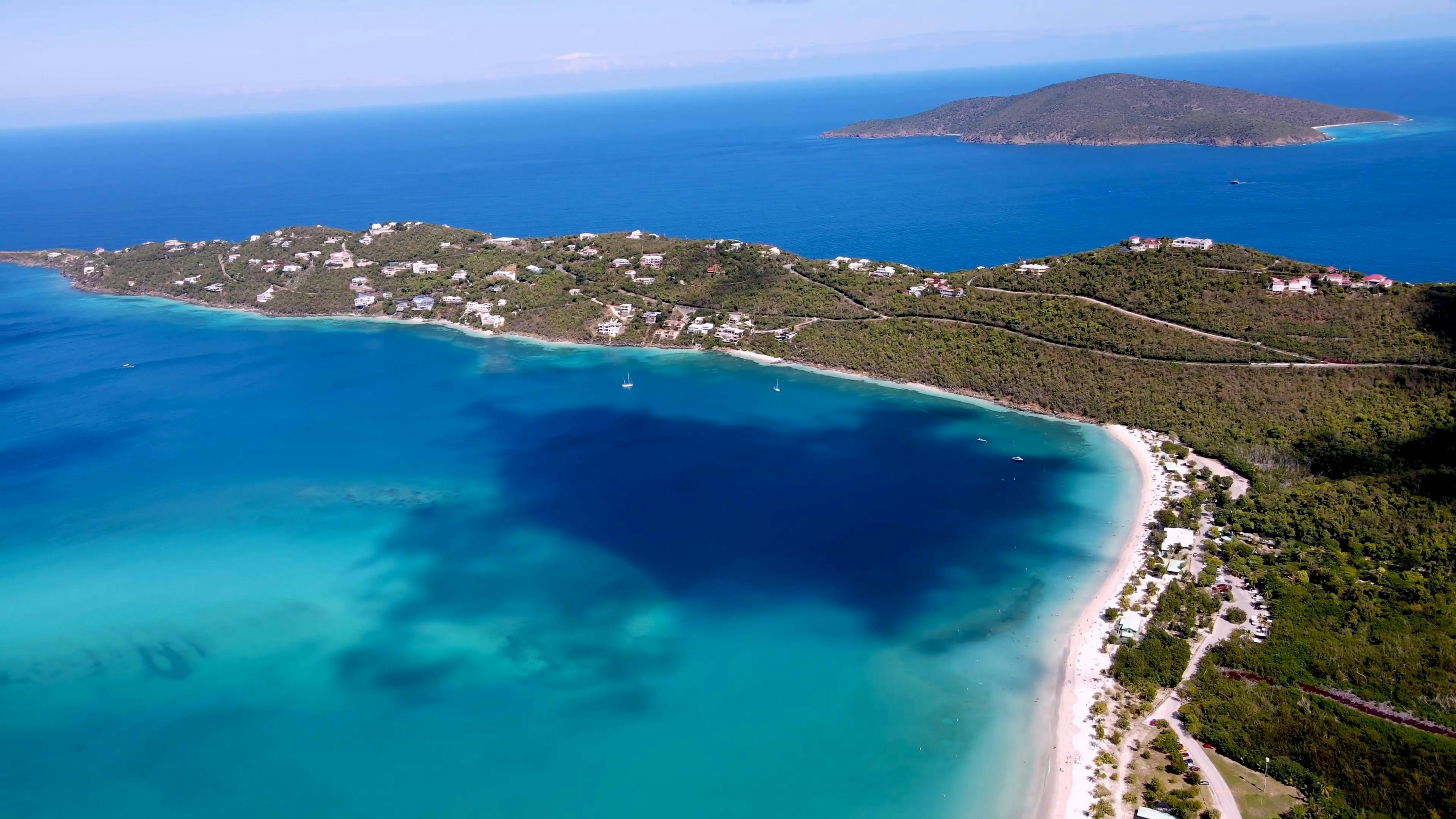 Aerial Footage of a Bay with Blue Water Free Stock Video Footage