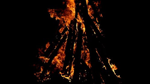 Close up on Fire in Bonfire