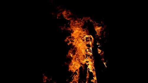 Flames in Bonfire during Night