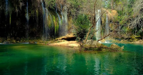 Waterfalls in a Lake in the Jungle