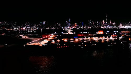 Ship in Harbor at Night