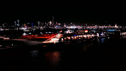 Ship in Harbor at Night