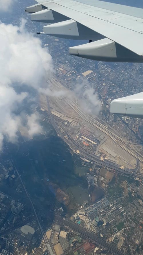 View of Bangkok City from an Airplane Window 