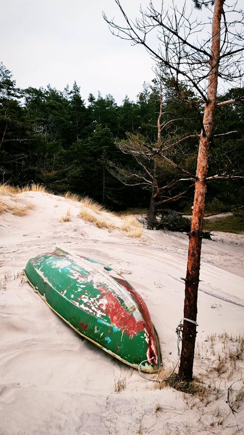 A Rowing Boat upside down in the Sand