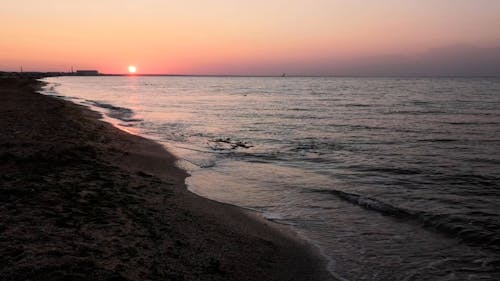 Sunset over Beach on Clear Sky