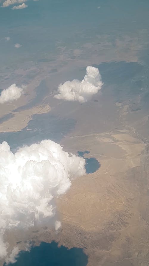White Clouds Seen from an Airplane Window 