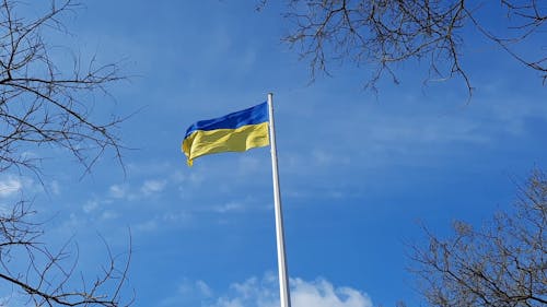 Ukrainian Flag on Flag Mast