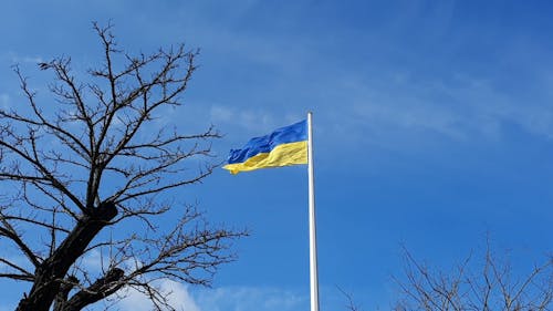 Ukrainian Flag on Flag Mast