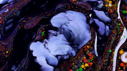Liquid Mix with Multicolor Paint Bubbles