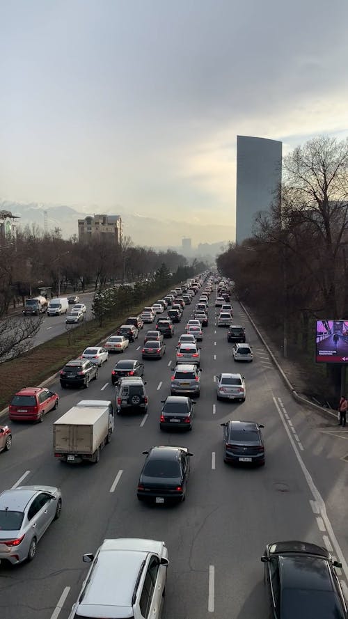 High Angle View of Vehicles on an Freeway