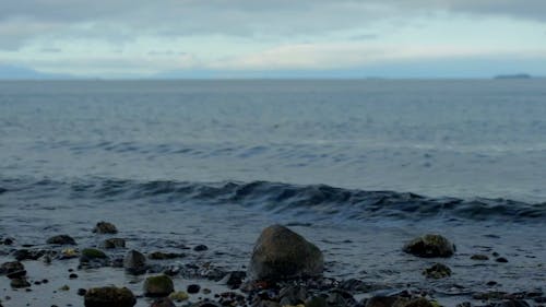 Sea Waves on Stones on Sea Shore