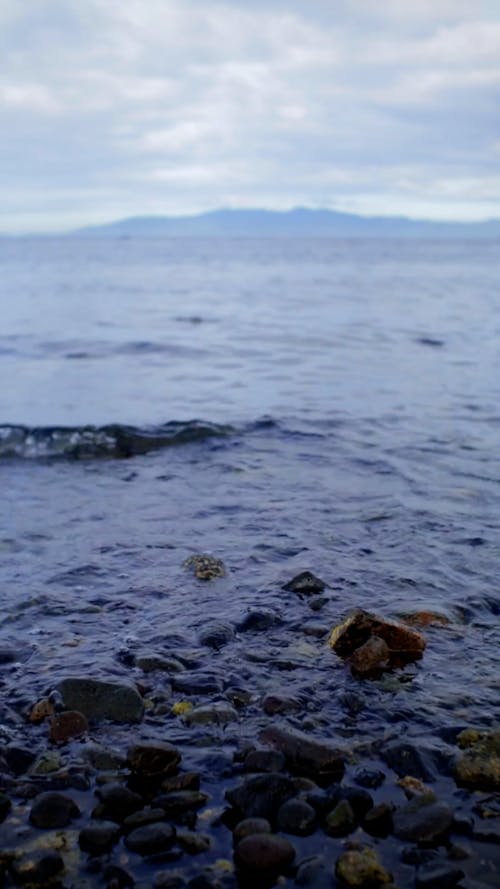 Stones and sea Waves on Shore