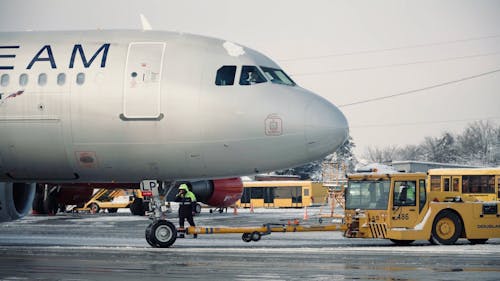 Towing Airplane at Airport