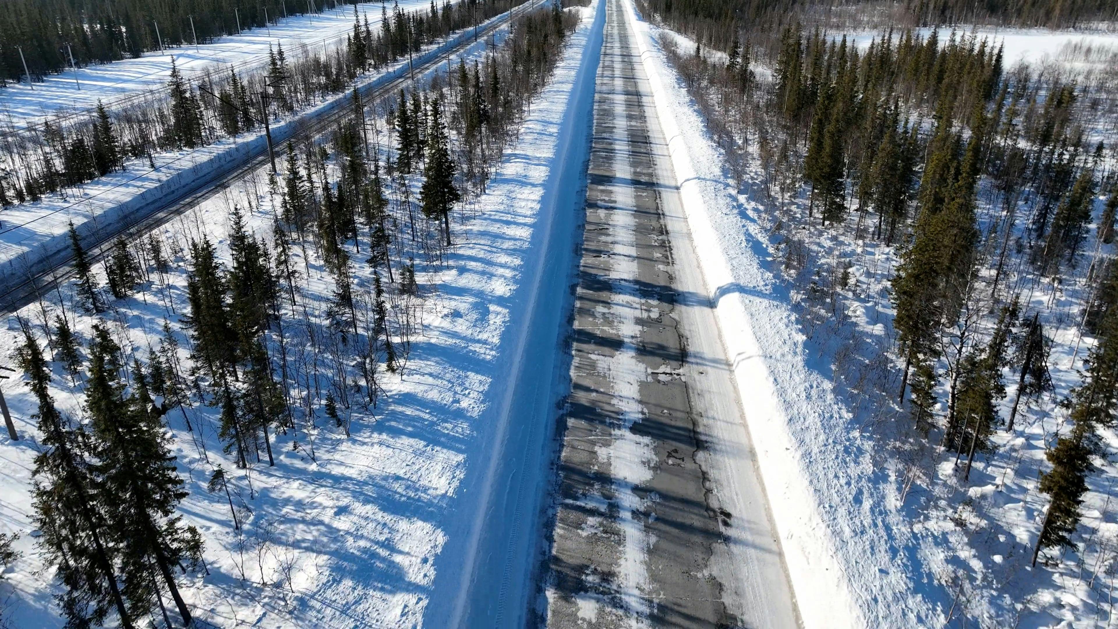 Aerial Video of a Forest Road in the Winter Season Free Stock Video  Footage, Royalty-Free 4K & HD Video Clip