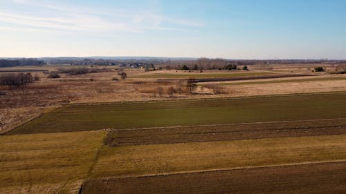 Birds Eye View on Fields on Plains