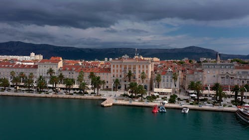 Drone Footage of an Old Town by the Sea 