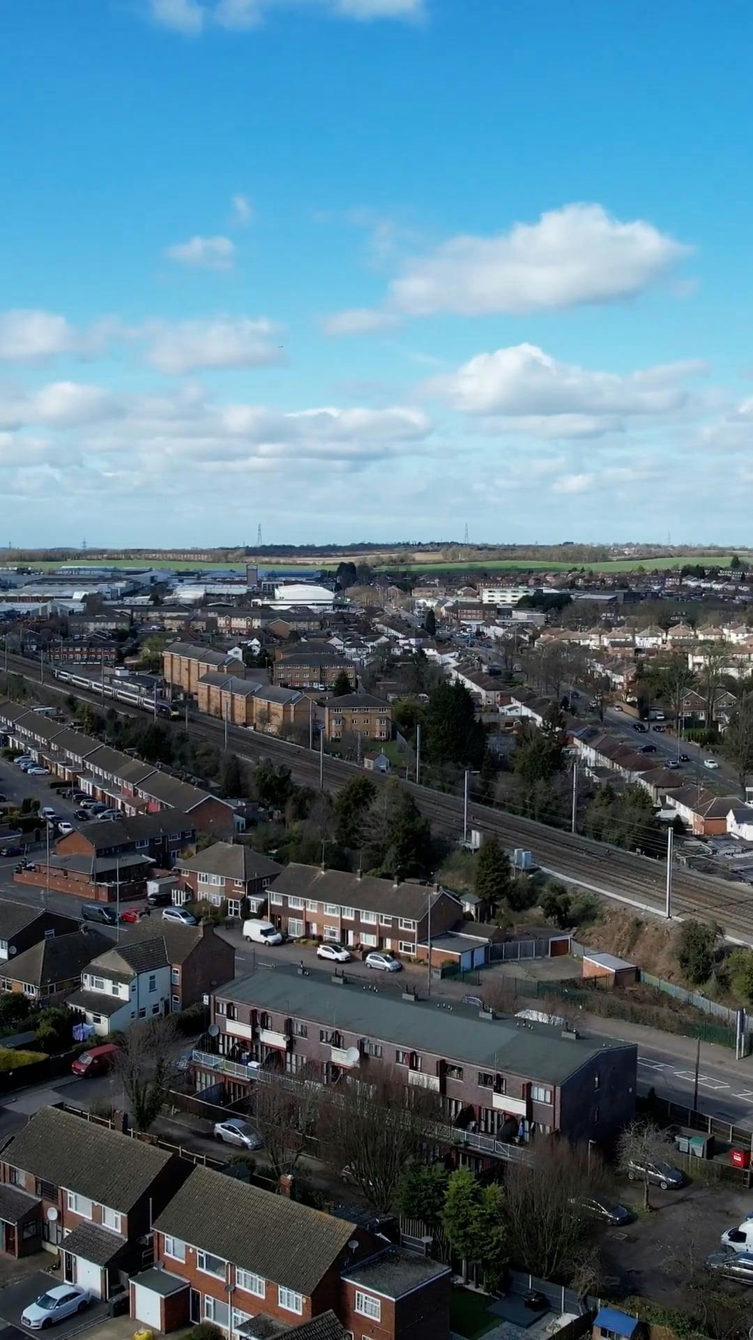 drone footage of train in town 11512441