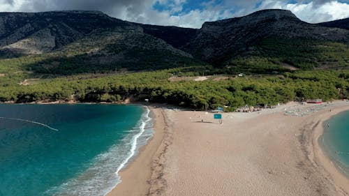 Drone Footage of the Golden Cape Beach in Croatia