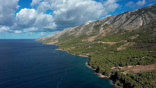 Aerial View of Brac Island Coast in Croatia