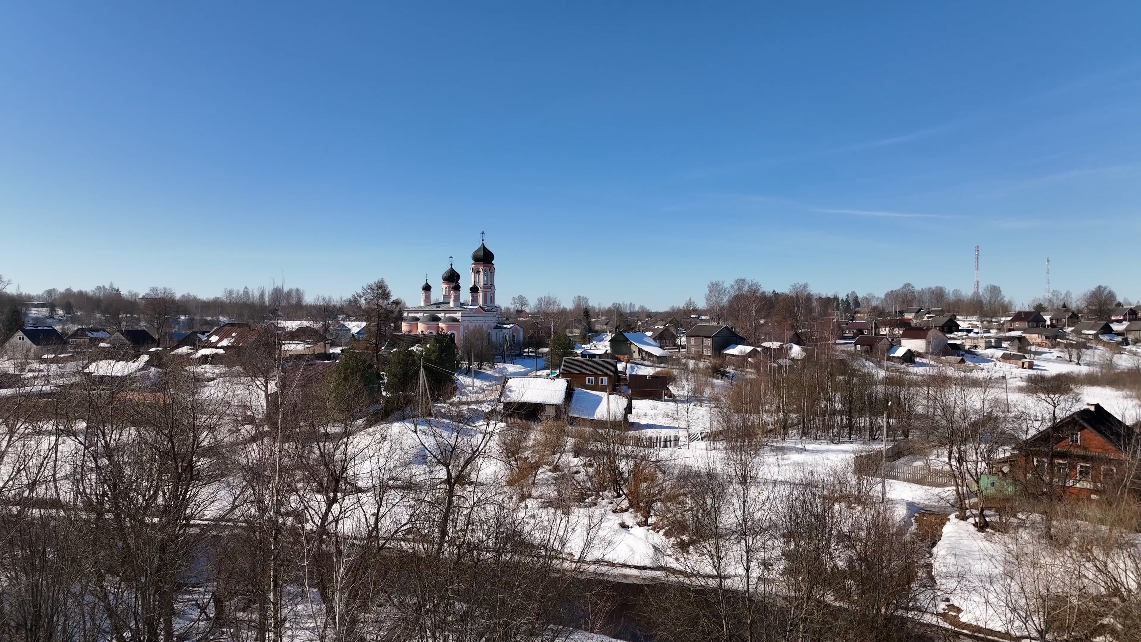 Drone Footage of a Snow Covered Town Free Stock Video Footage, Royalty ...