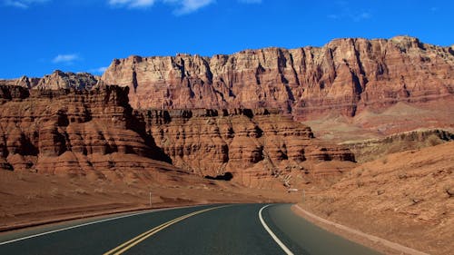 Point of View of a Car Driving along Canyon Highway in Arizona