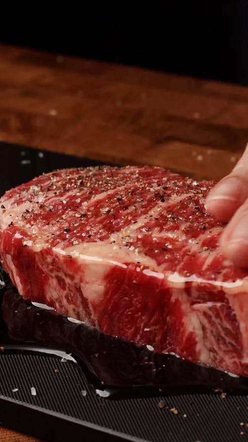 Close up of Hands Touching Meat