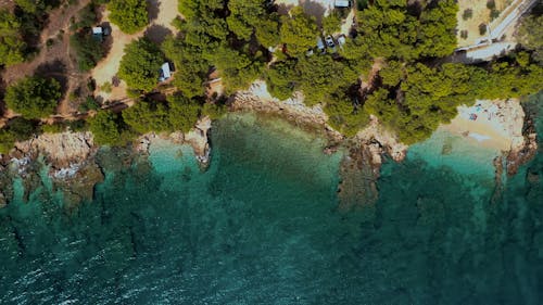 Top View of a Rocky Coastline 