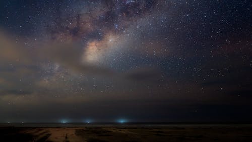 Time Lapse of the Milky Way on a Cloudy Night Sky 