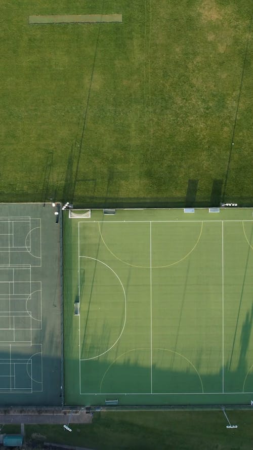Birds Eye View of Football Pitch and Town