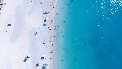 Drone Footage of People on the Beach