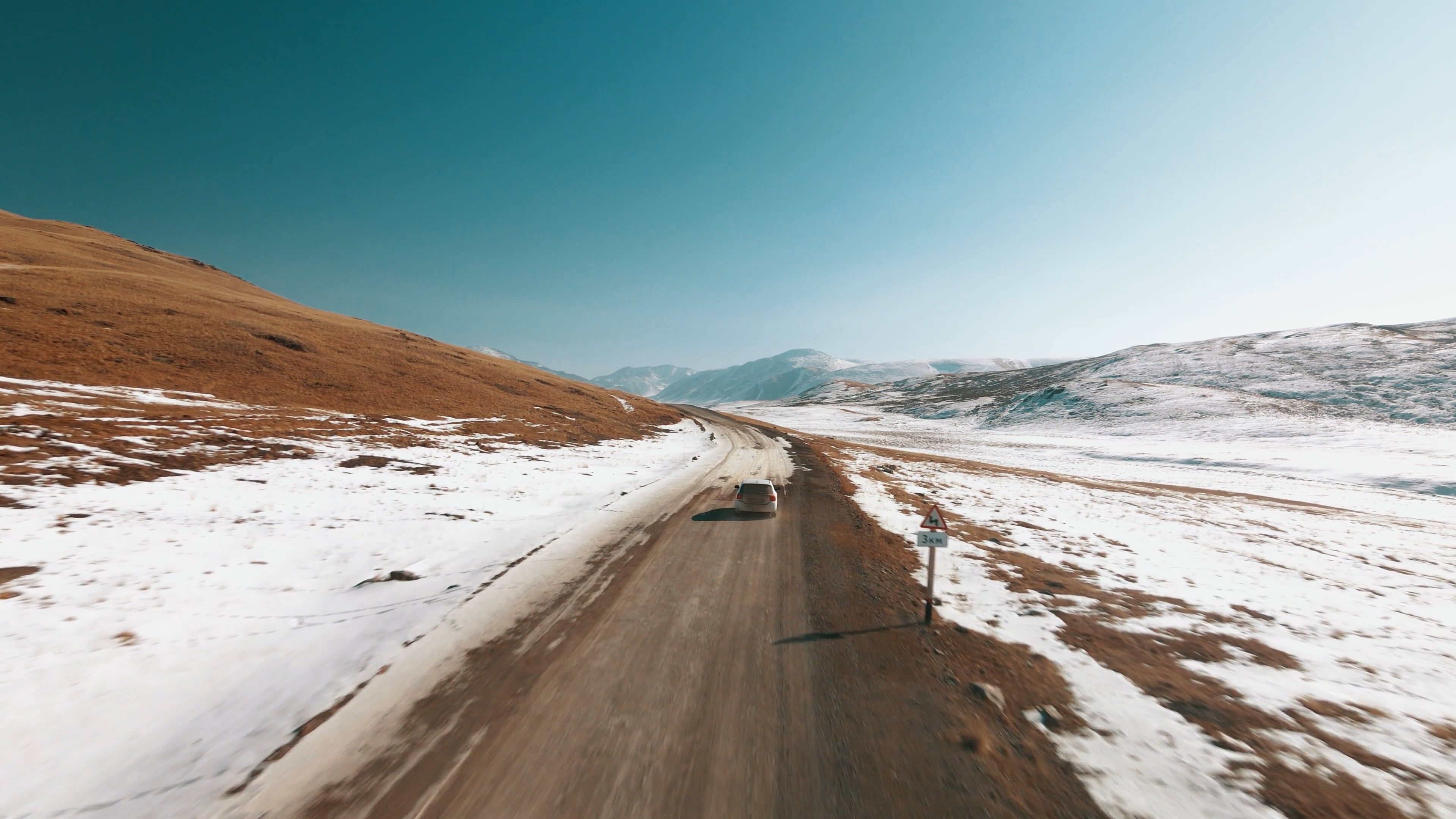 Drone Footage Of A Landscape Covered In Snow Free Stock Video Footage ...