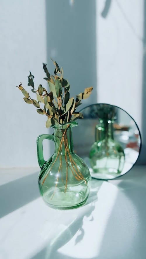 Flower in Glass and Mirror on Windowsill