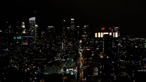 Birds Eye View of City at Night