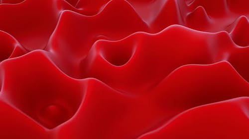 Abstract Digital Animation of a Red Fluid in Motion