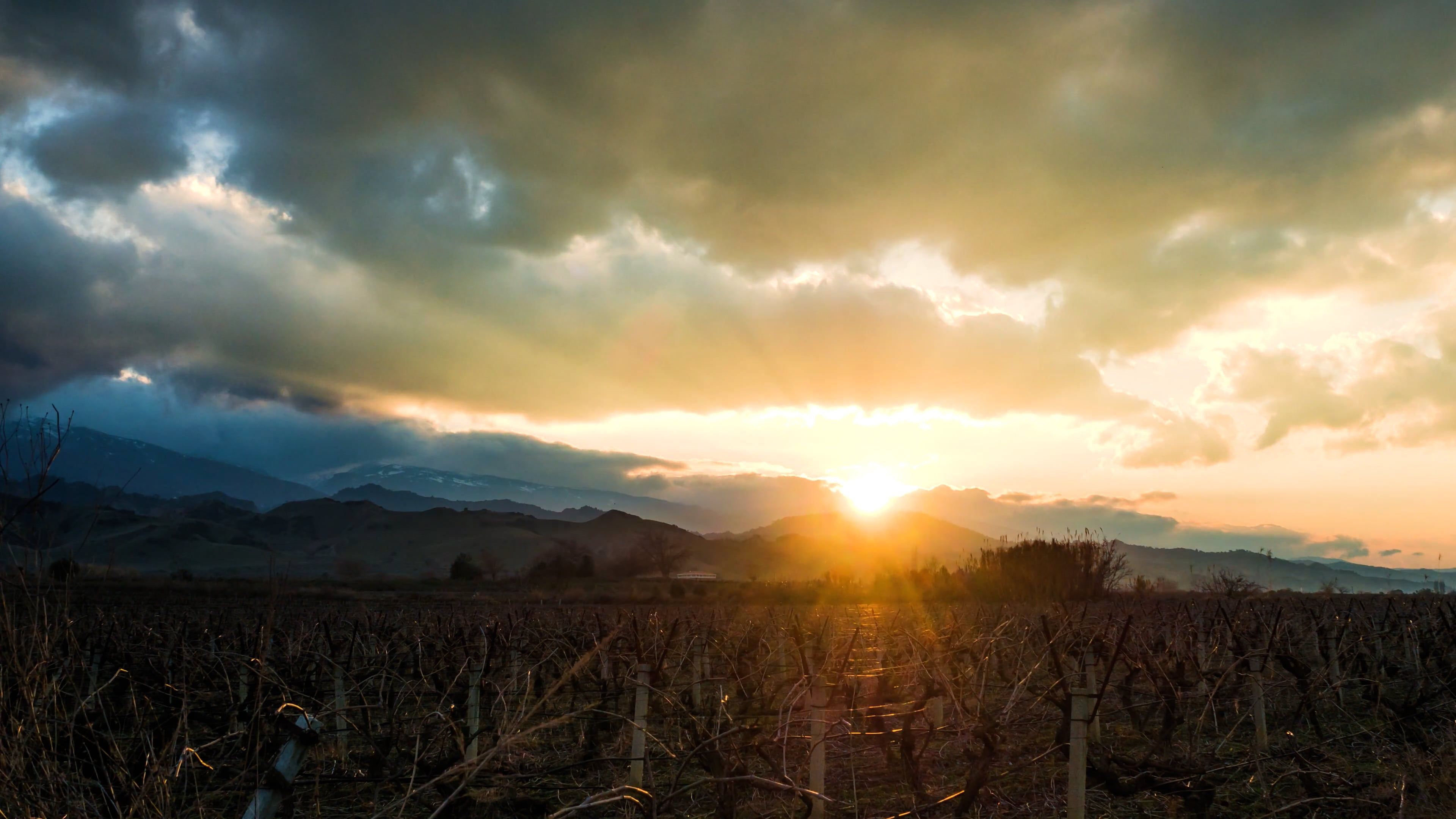 Moving Clouds and Sunset Over the Field Free Stock Video Footage ...