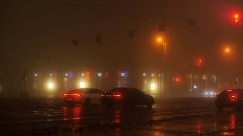 Night Traffic in Fog