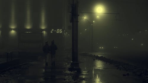 People Walking in City at Night during Rainfall