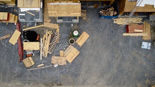 Top View of Wooden Houses under Construction 