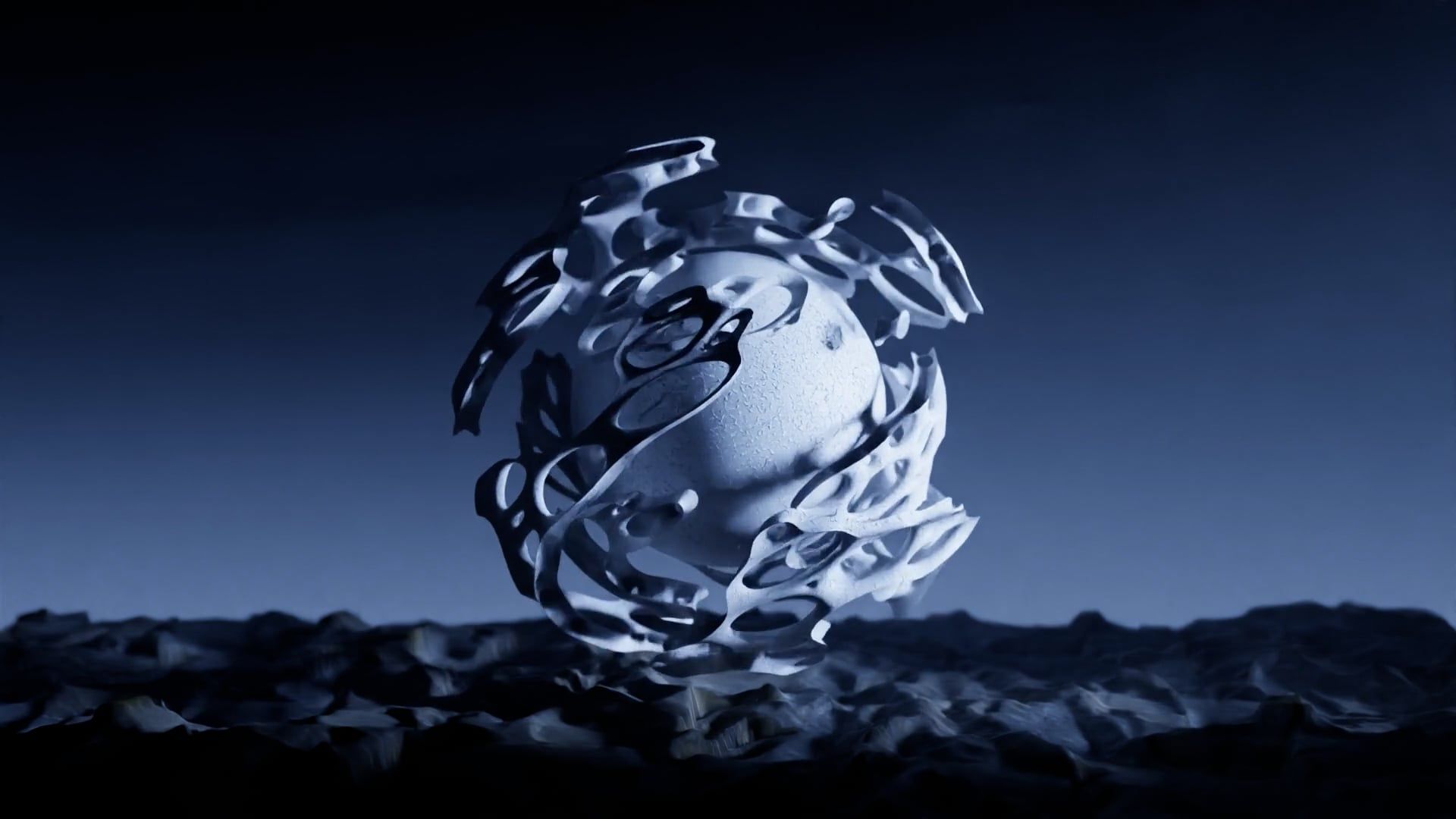 Still from the rotating-globe film