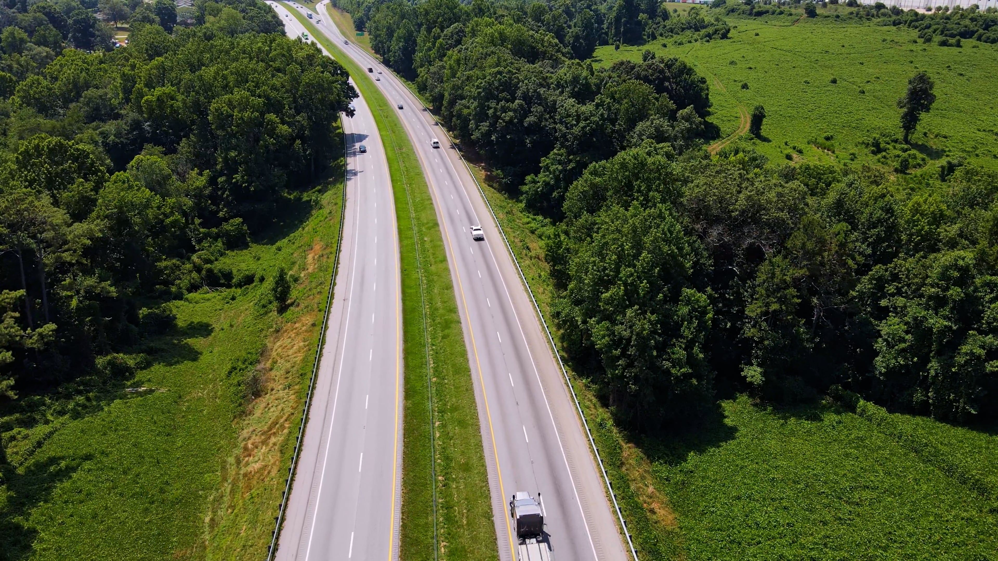 Drone Video of Vehicles Driving on an Interstate Highway Free Stock ...