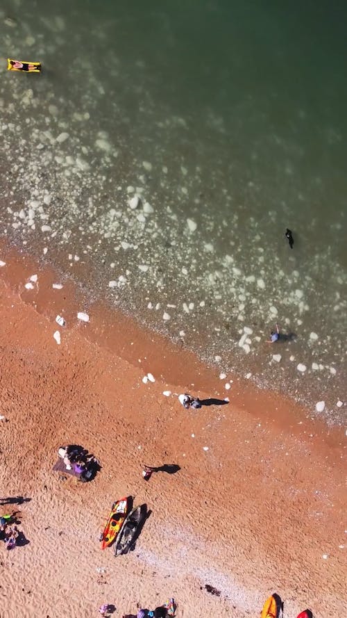 Top View of People on the Beach 