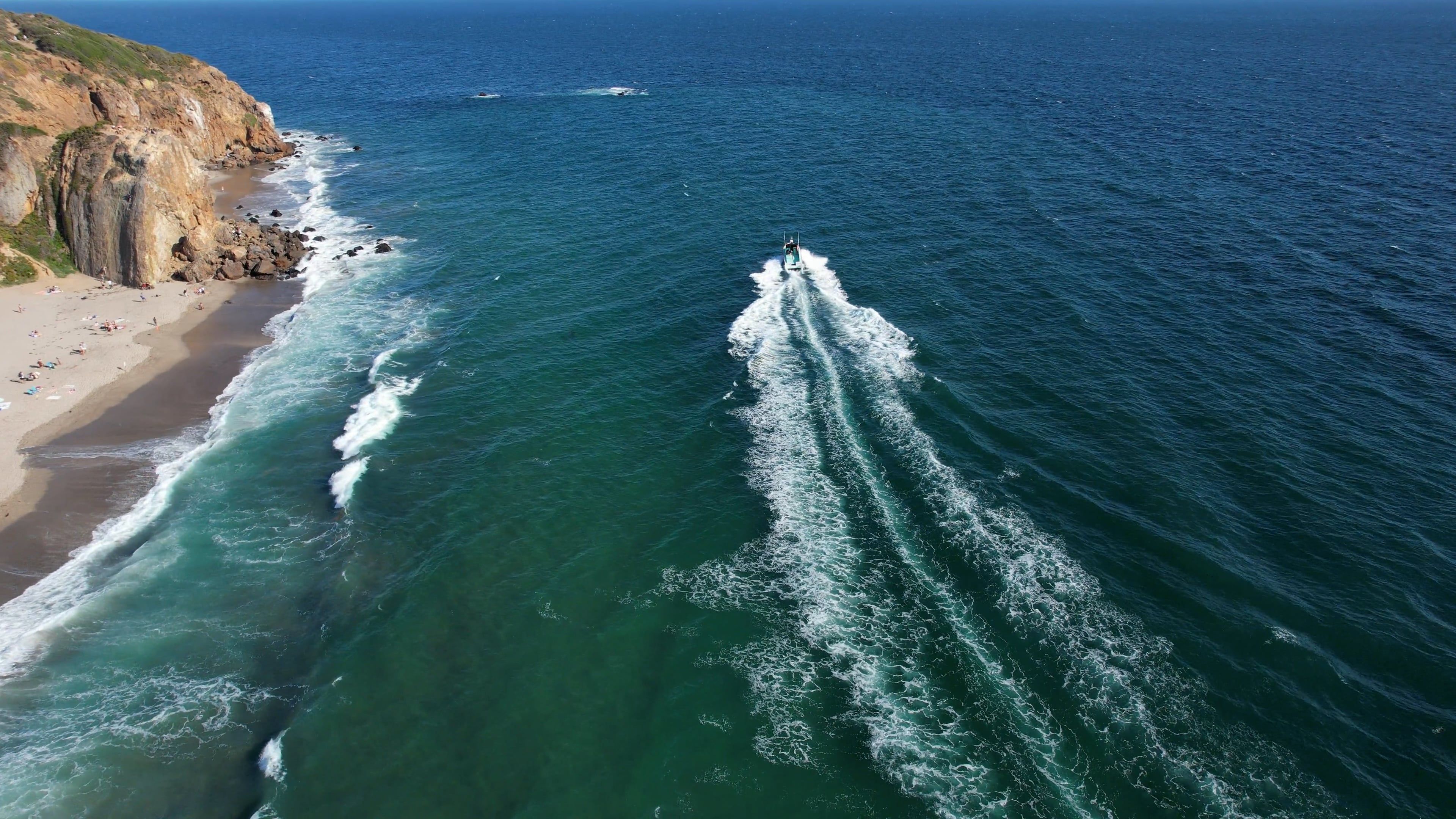 Aerial View of Motorboat on Seacoast Free Stock Video Footage, Royalty ...
