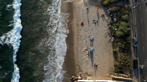 Top View of People on Beach