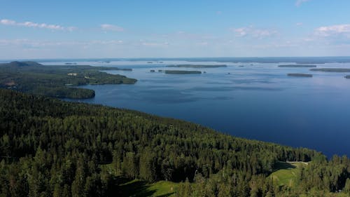 Drone Footage of Lake Pielinen at Koli National Park in Finland 