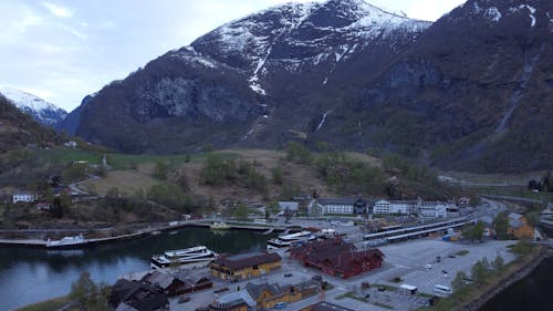 Drone Footage of Flam Town in Norway